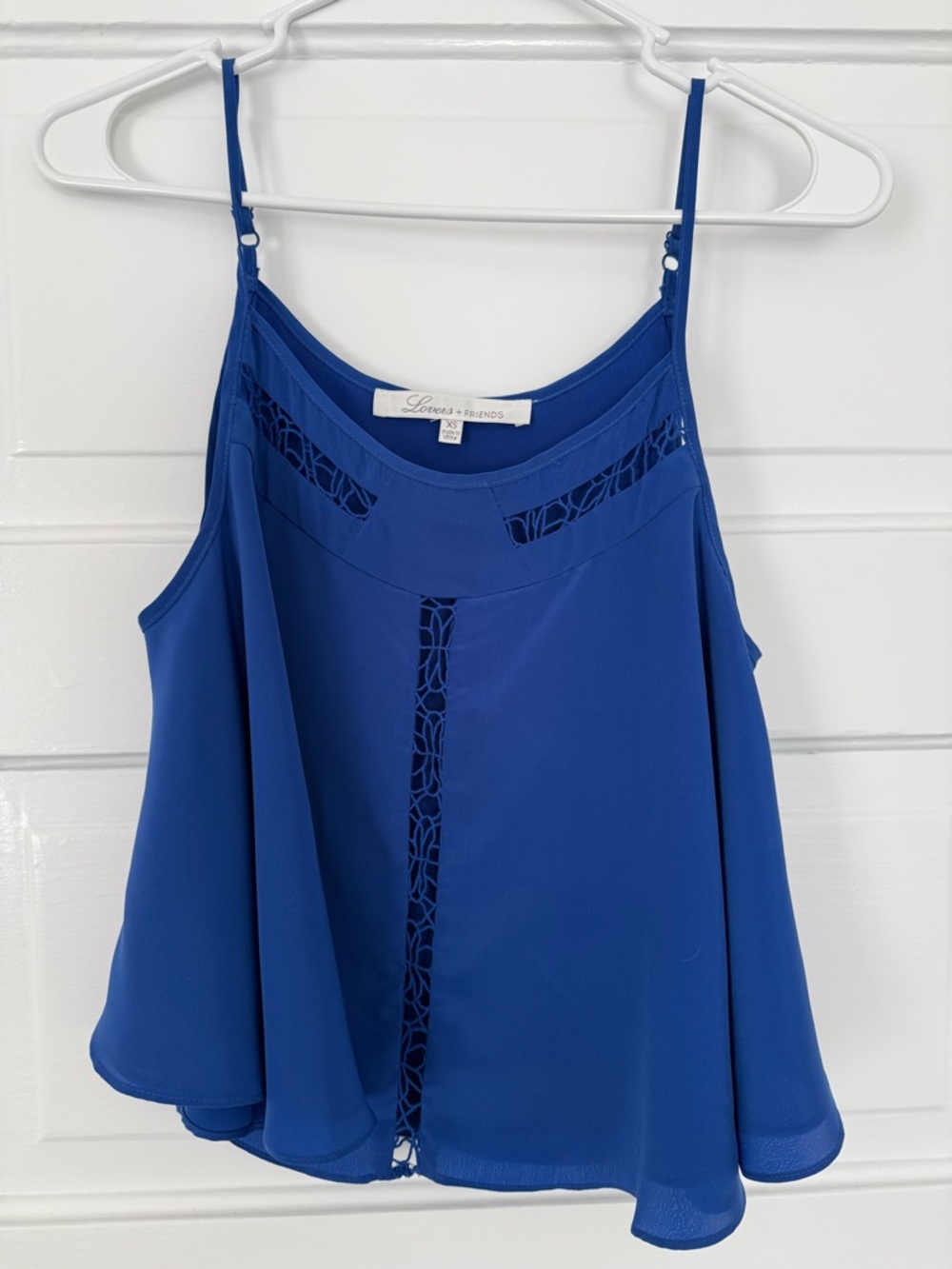 Lovers + Friends Cobalt Blue Lace-Inset Spaghetti Strap Cami